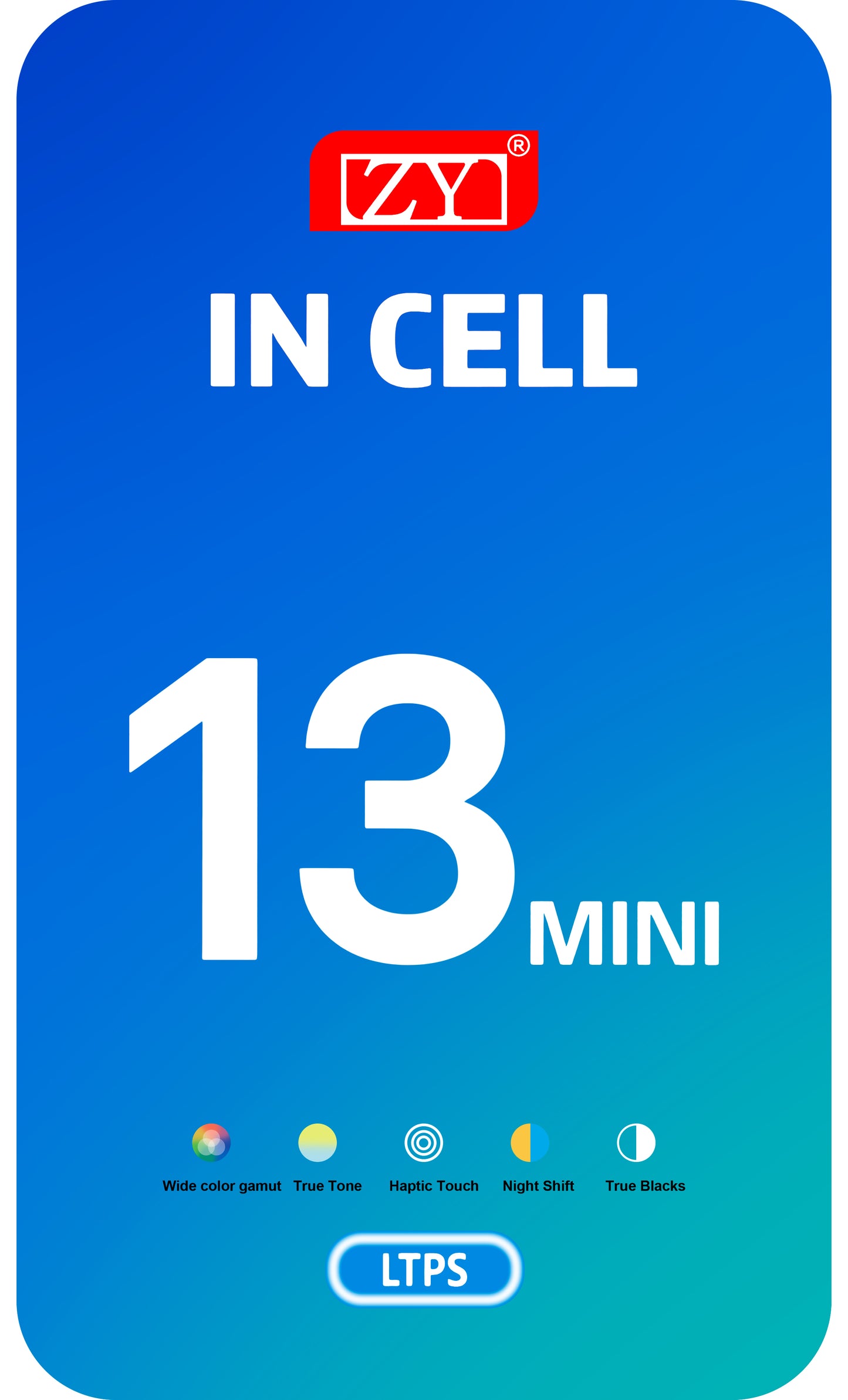 ZY dotykový displej pre Apple iPhone 13 mini, s rámom, verzia s pohyblivým LCD displejom v bunke IC, čierny