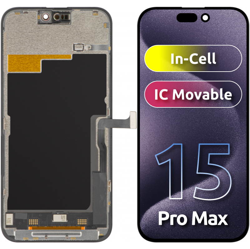 Displej so dotykovou obrazovkou ZY pre Apple iPhone 15 Pro Max, s rámom, verzia LCD In-Cell IC pohyblivá, čierna