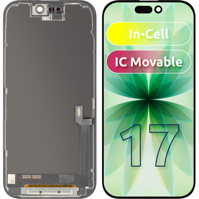 Displej s dotykovou obrazovkou ZY pre Apple iPhone 17, s rámom, verzia LCD In-Cell IC Movable, čierna
