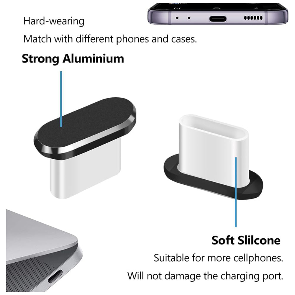 Zátka proti prachu na port telefónu Techsuit AD1, USB-C, sada 4 kusy, čierna