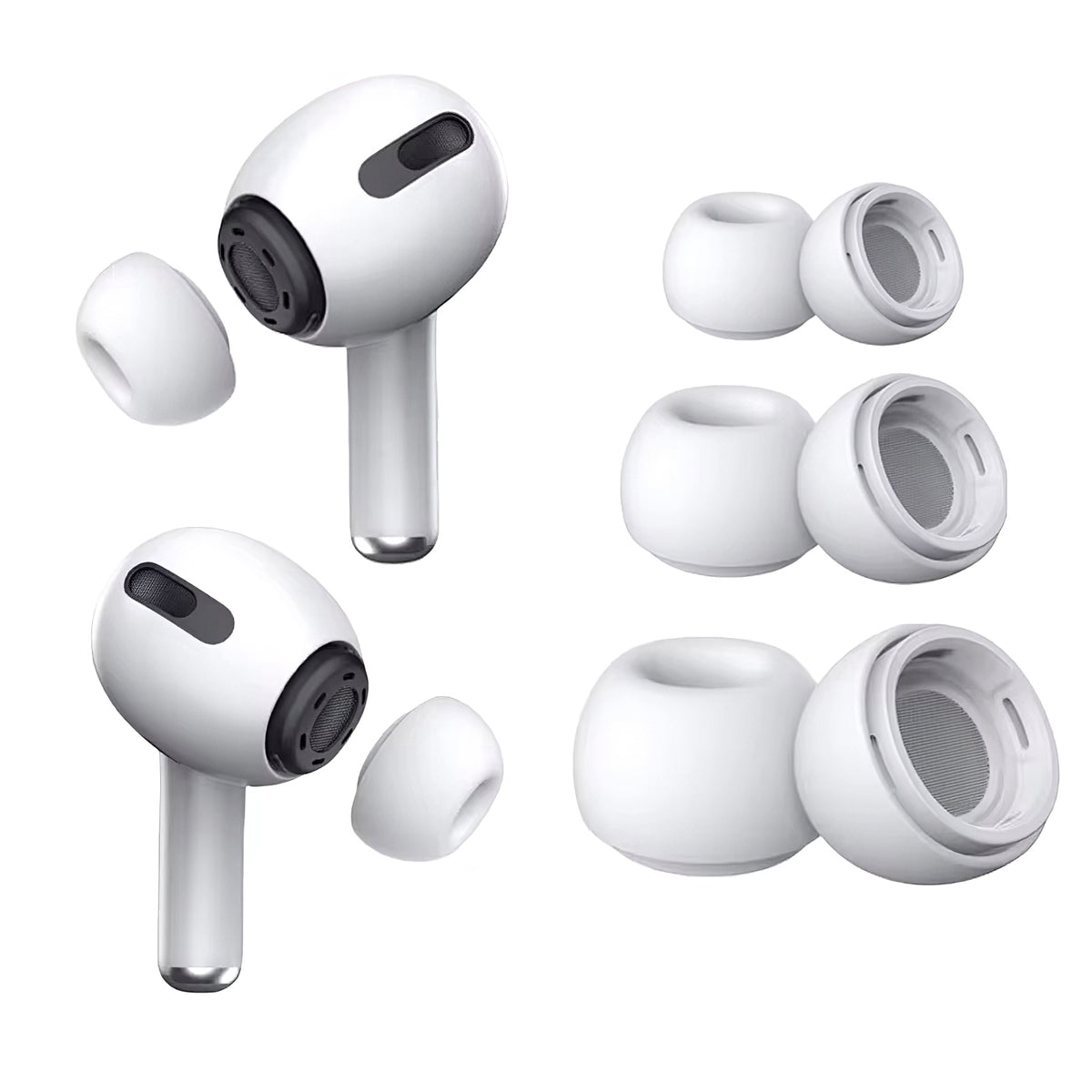Ušné štuple Tech-Protect pre Apple AirPods Pro Series, Veľkosť S / M / L, Biele