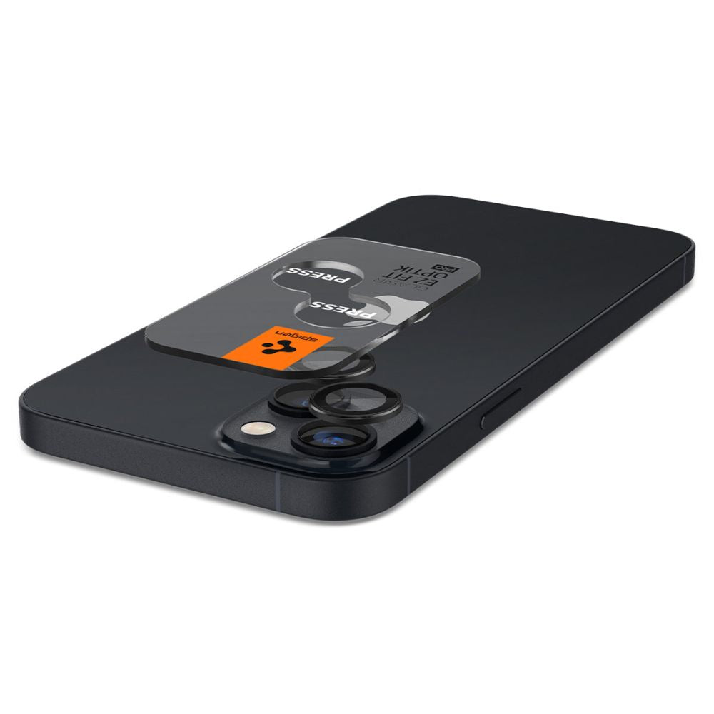 Ochranná fólia na zadnú kameru Spigen GlastR EZ FIT Optik Pro pre Apple iPhone 15 Plus / 15, Kalené sklo, Sada 2 kusy, Čierna AGL05213