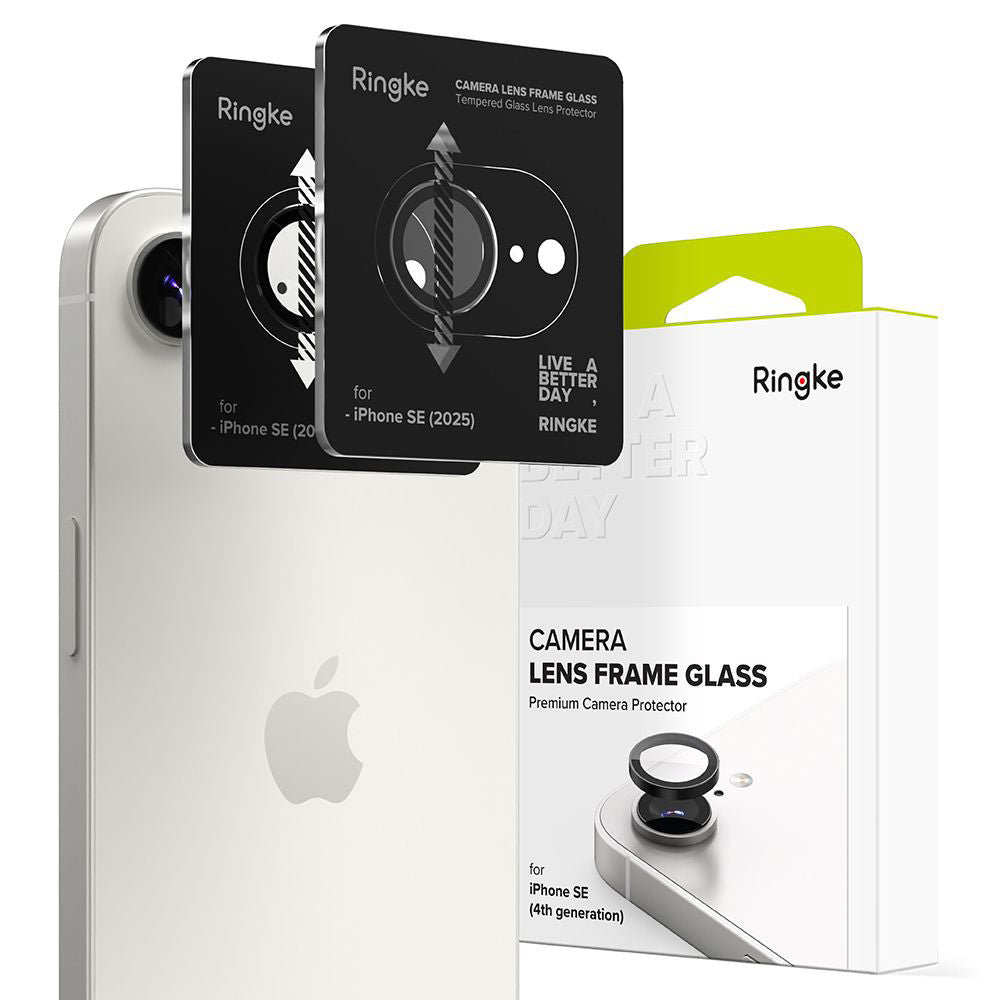 Ochranná fólia Ringke na zadnú kameru pre Apple iPhone 17e / 16e, Tvrdené sklo, Sada 2 kusy, Čierna