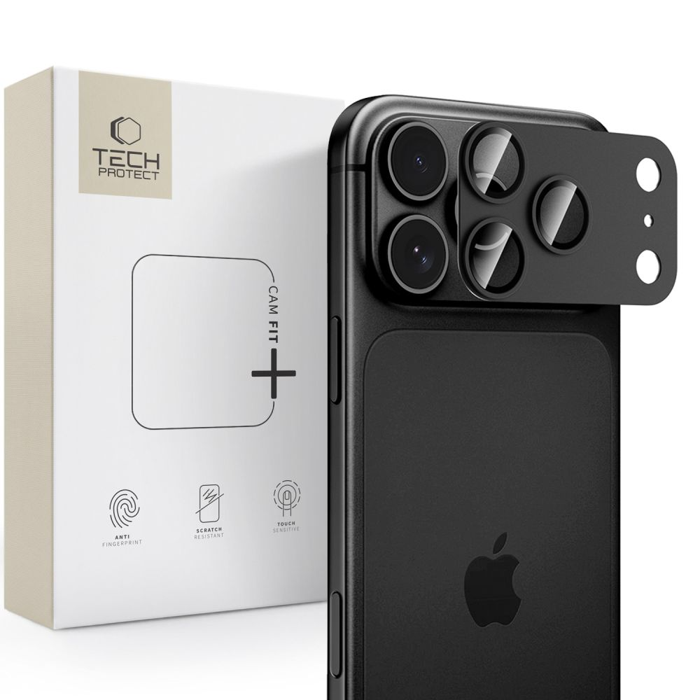 Ochranná fólia na zadnú kameru Tech-Protect CamFull Fit+ pre Apple iPhone 18 Pro, tvrdené sklo, čierna
