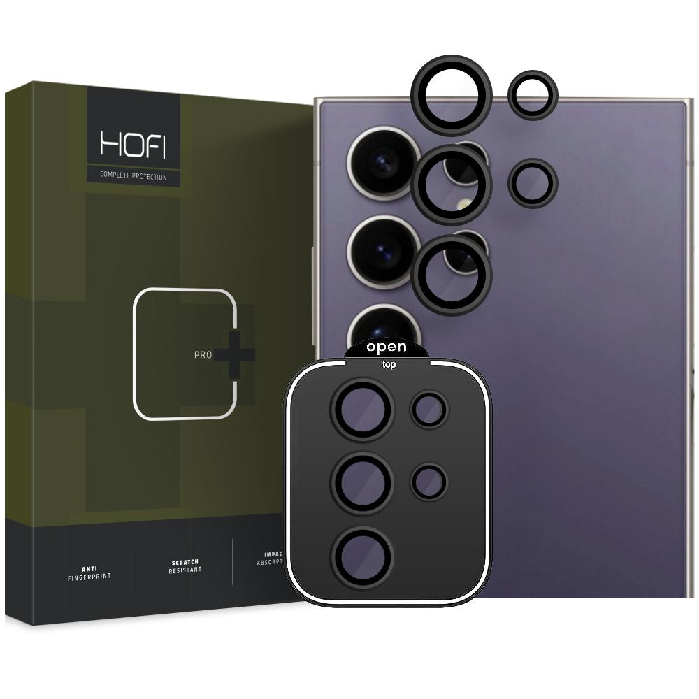 Ochranná fólia na zadnú kameru HOFI CamRing PRO+ pre Samsung Galaxy S24 Ultra S928, Tvrdené sklo, Čierna