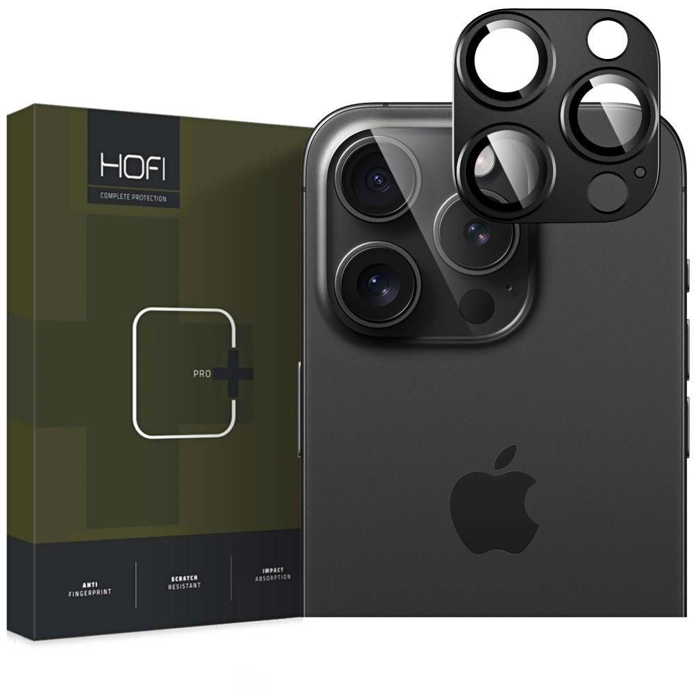 Ochranná fólia na zadnú kameru HOFI Fullcam pre Apple iPhone 16 Pro Max / 16 Pro, Tvrdené sklo, Čierna