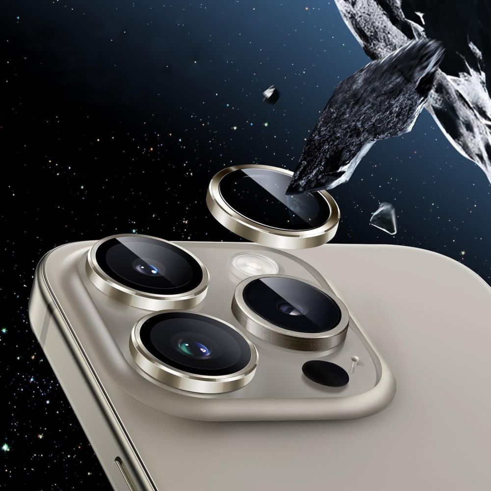 Ochranná fólia na zadnú stranu fotoaparátu HOFI CamRing PRO+ pre Apple iPhone 16 Pro Max / 16 Pro, chránená sklom, sivá