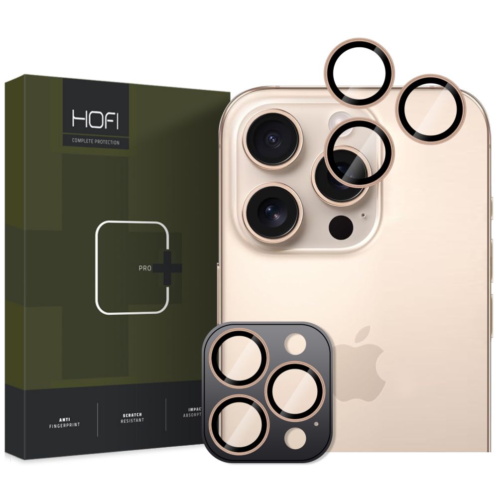 Ochranná fólia na zadnú kameru HOFI CamRing PRO+ pre Apple iPhone 17 Pro / 16 Pro Max / 16 Pro, Tvrdené sklo, Zlatá