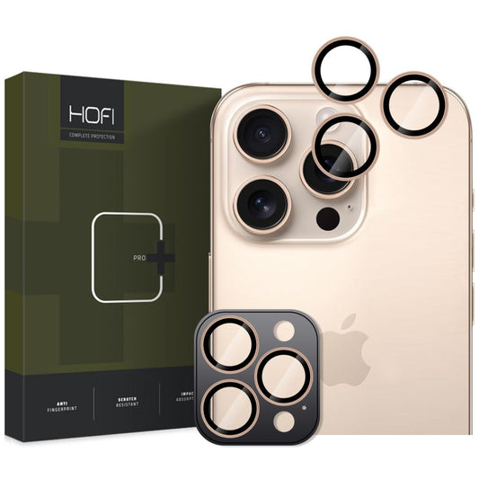 HOFI CamRing PRO+ Ochranná fólia na zadný fotoaparát pre Apple iPhone 16 Pro Max / 16 Pro, chránená sklom, zlatá farba