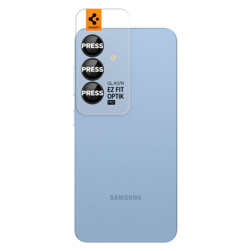 Ochranná fólia na zadnú kameru Spigen GlastR EZ FIT Optik Pro HD pre Samsung Galaxy S25+ S936, Kalené sklo, Sada 2 kusy, Čierna AGL09088