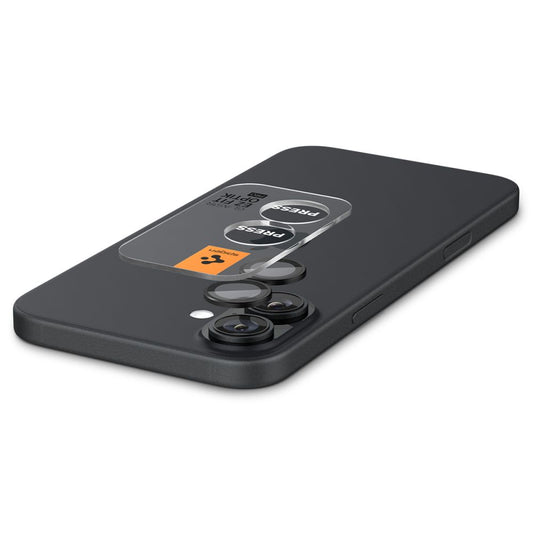 Spigen EZ FIT Ochranná fólia na zadný fotoaparát pre Apple iPhone 16 Plus / 16, chránené sklo, sada 2 ks, čierna AGL07921 AGL07921