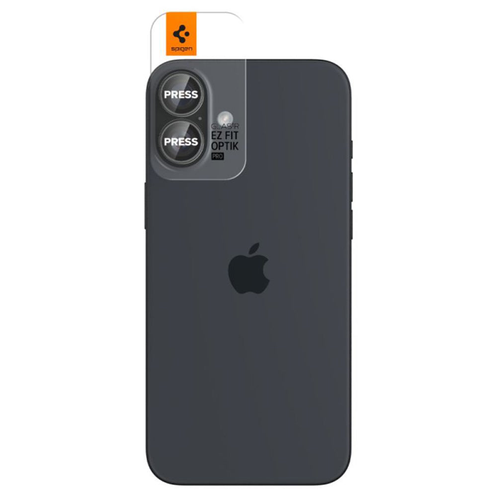 Ochranná fólia na zadnú kameru Spigen GlastR EZ FIT Optik Pro pre Apple iPhone 17 / 16 Plus / 16, Kalené sklo, Sada 2 kusy, Priehľadná