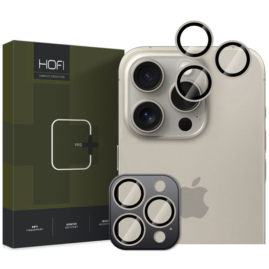 Ochranná fólia na zadnú stranu fotoaparátu HOFI CamRing PRO+ pre Apple iPhone 16 Pro Max / 16 Pro, chránená sklom, sivá