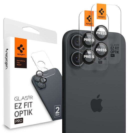 Spigen EZ FIT Ochranná fólia na zadný fotoaparát pre Apple iPhone 16 Plus / 16, chránené sklo, sada 2 ks, čierna AGL07921 AGL07921