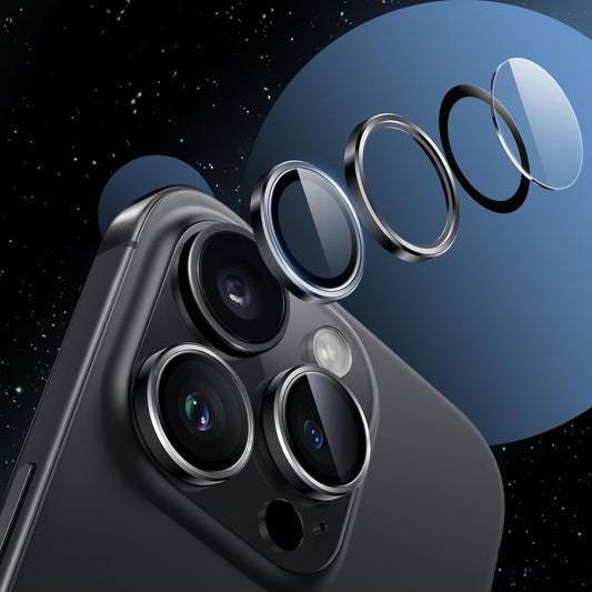 Ochranná fólia na zadnú kameru Tech-Protect CamRing Fit+ pre Apple iPhone 17, Kalené sklo, Čierna
