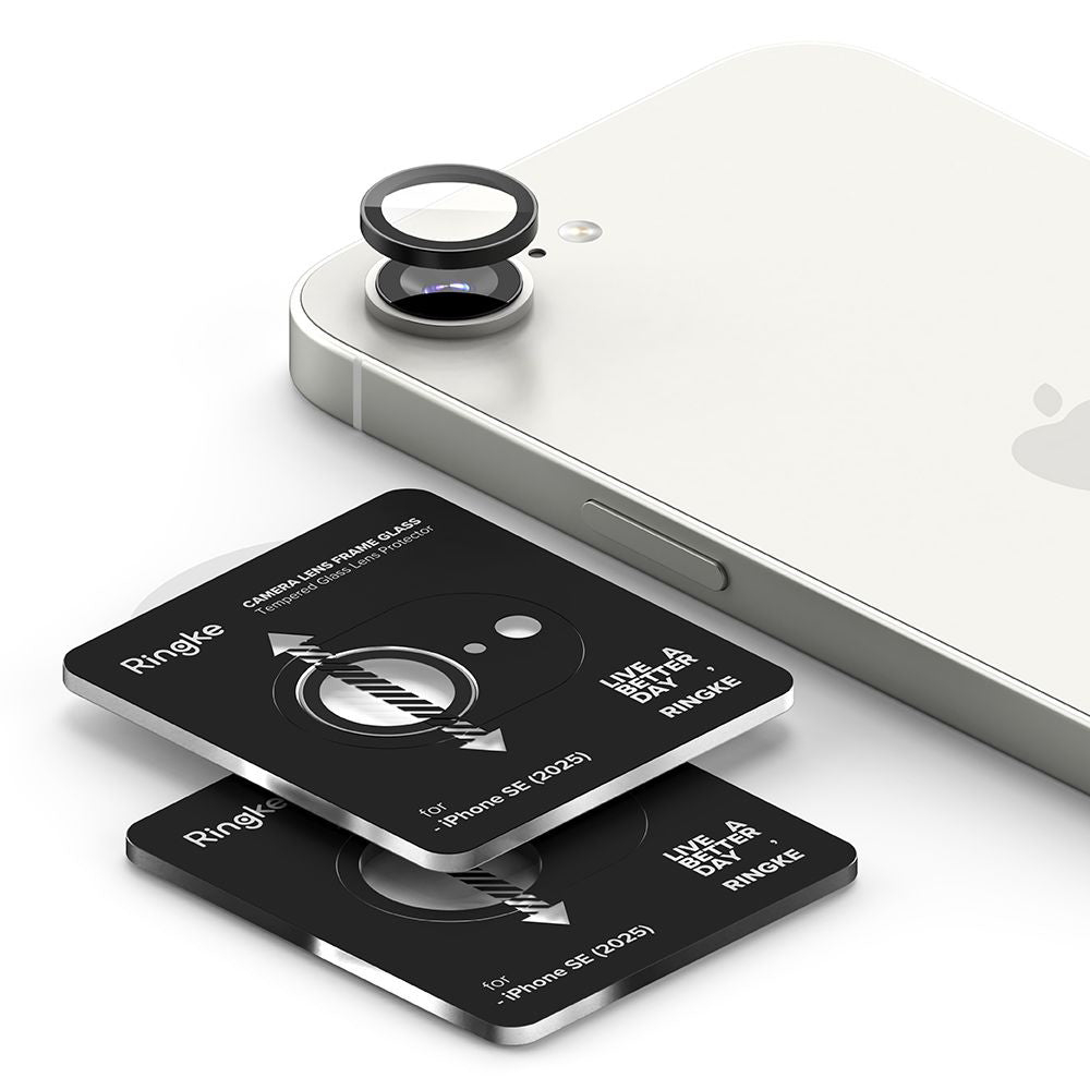 Ochranná fólia Ringke na zadnú kameru pre Apple iPhone 17e / 16e, Tvrdené sklo, Sada 2 kusy, Čierna