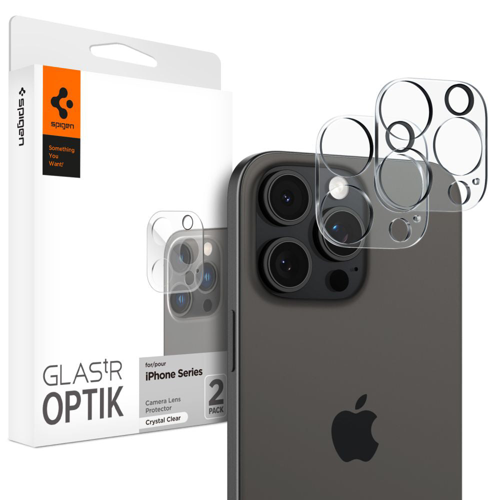 Ochranná fólia na zadnú kameru Spigen GlastR Optik pre Apple iPhone 16 Pro Max, Kalené sklo, Sada 2 kusy, Priehľadná AGL05761