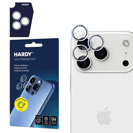 Ochranná fólia 3MK Hardy Protection Pro na zadnú kameru pre Apple iPhone 17 Pro Max / 17 Pro, Kalené sklo, Strieborná
