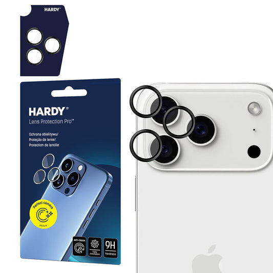 Ochranná fólia 3MK Hardy Protection Pro na zadnú kameru pre Apple iPhone 17 Pro Max / 17 Pro, Kalené sklo, Čierna