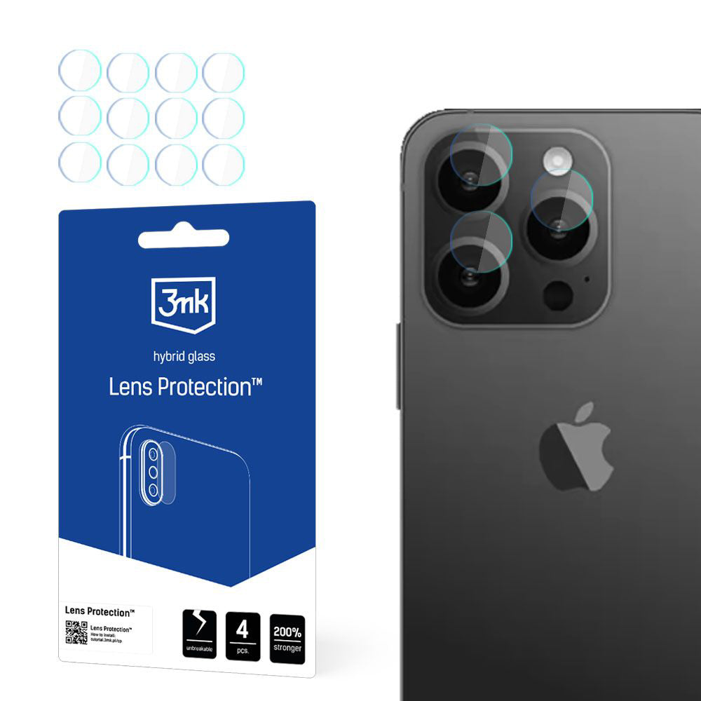 Ochranná fólia na zadnú kameru 3MK Protection pre Apple iPhone 15 Pro Max, flexibilné sklo, sada 4 kusov, priehľadná
