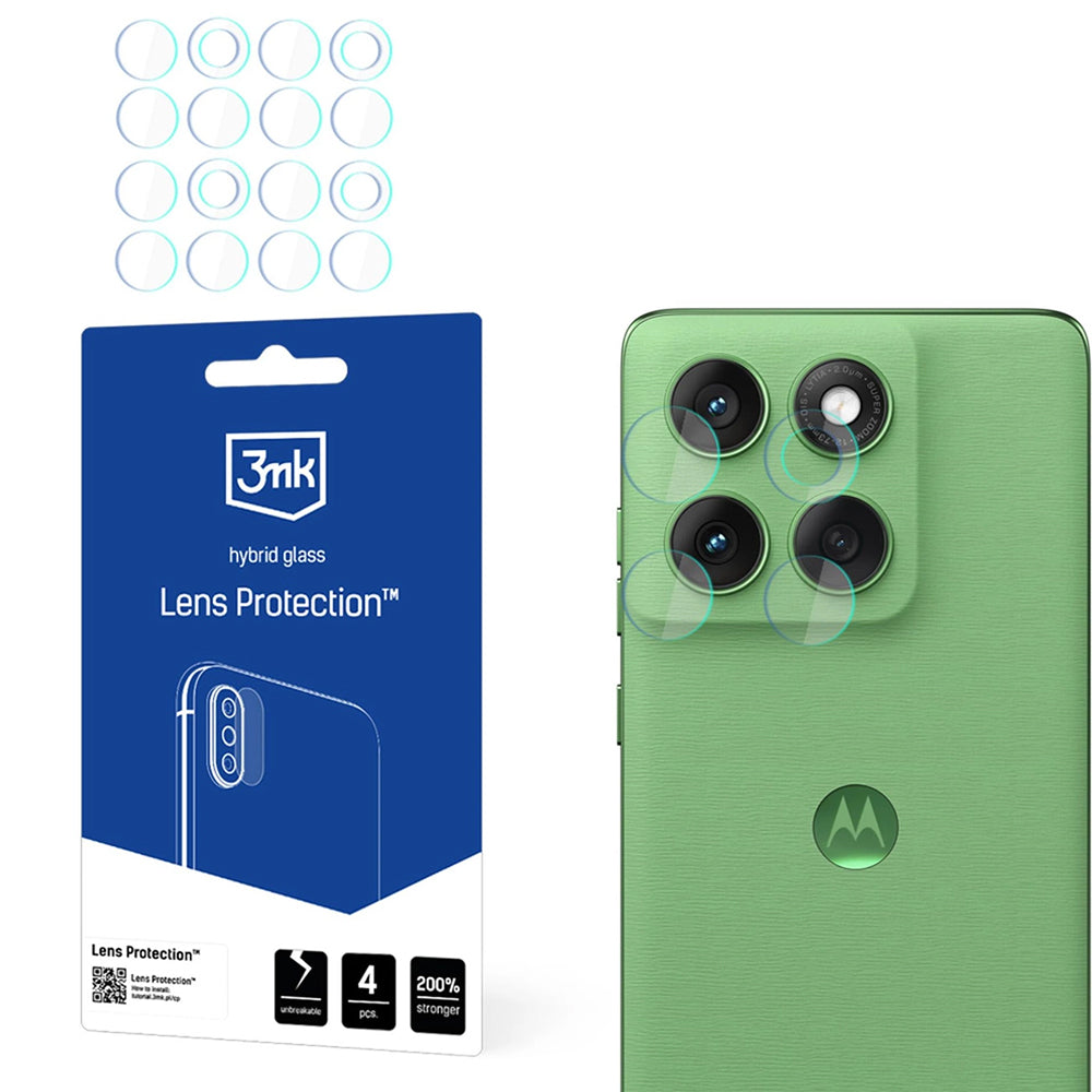 Ochranná fólia na zadnú kameru 3MK Protection pre Motorola Edge 60, flexibilné sklo, sada 4 kusov, priehľadná