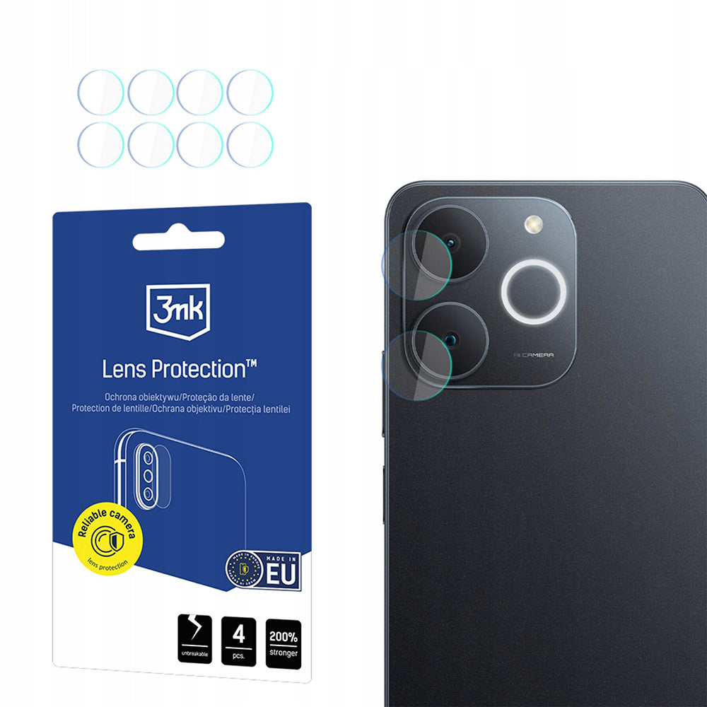 Ochranná fólia na zadnú kameru 3MK Protection pre Realme Note 70T, Kalené sklo, Sada 4 kusov, Priehľadná