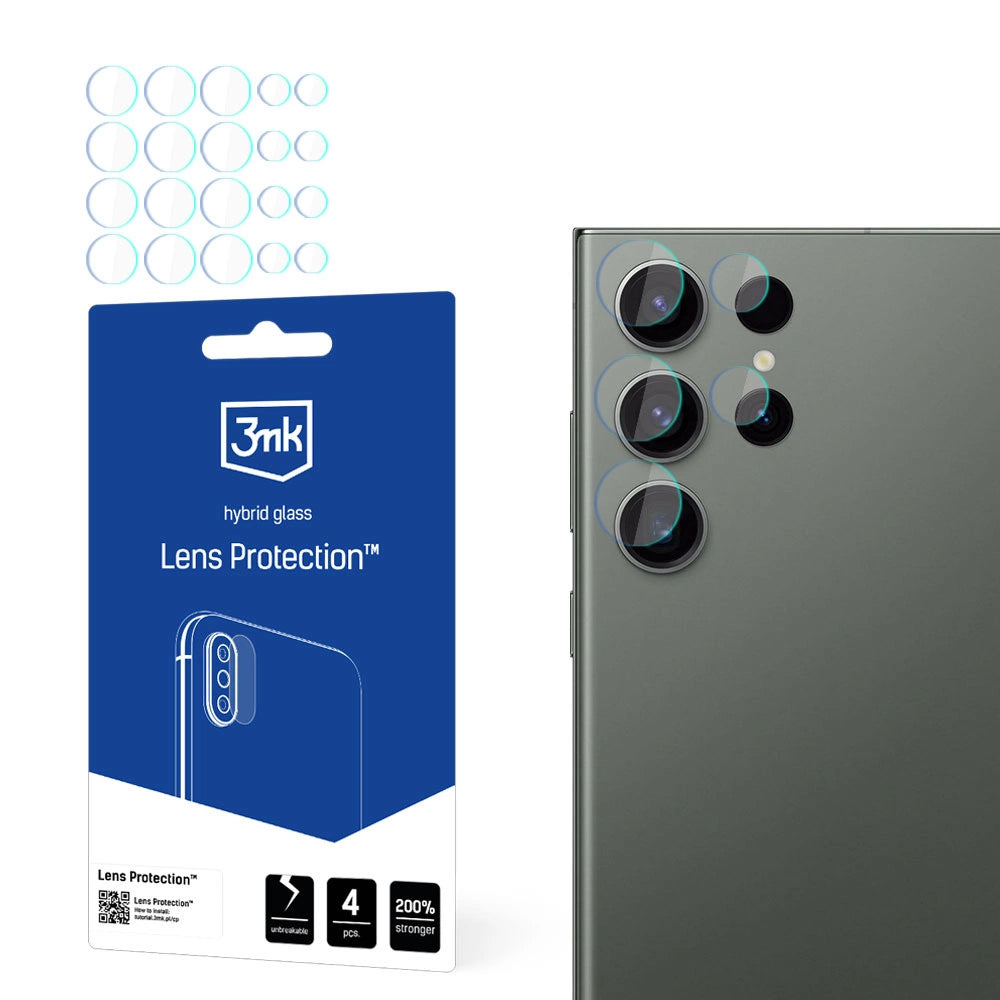 Ochranná fólia na zadnú kameru 3MK Protection pre Samsung Galaxy S24 Ultra S928, flexibilné sklo, sada 4 kusov, priehľadná