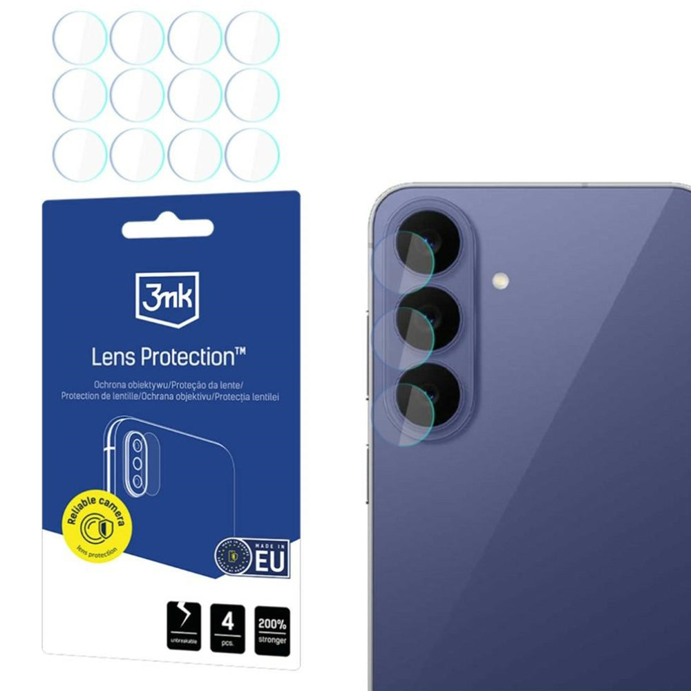 Ochranná fólia na zadný fotoaparát 3MK Protection pre Samsung Galaxy S26 FE S741, tvrdené sklo, súprava 4 kusov, priehľadná