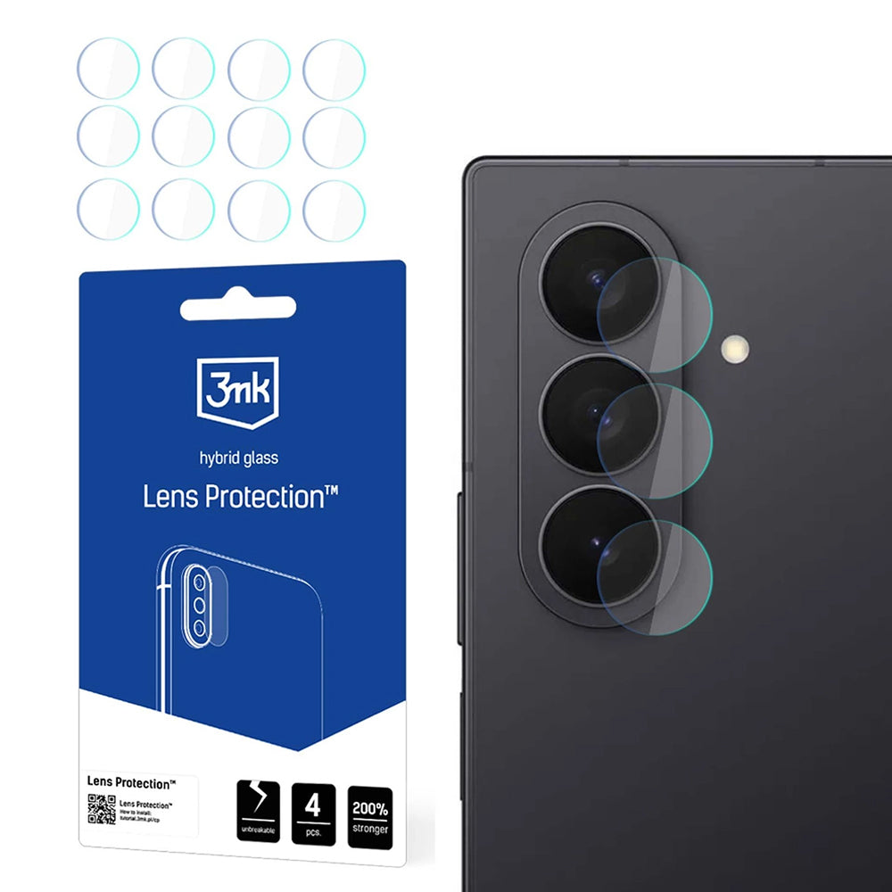 Ochranná fólia na zadnú kameru 3MK Protection pre Samsung Galaxy Z Fold7 F966, flexibilné sklo, sada 4 kusov, priehľadná