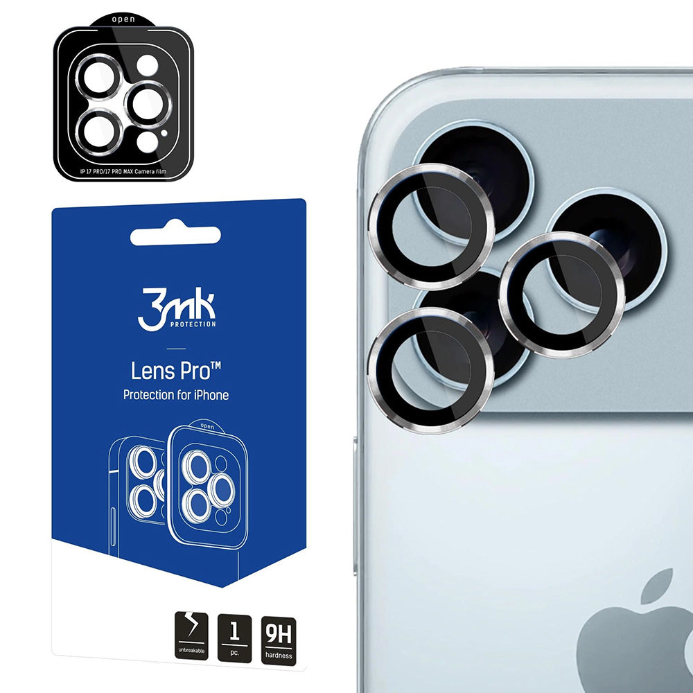 Ochranná fólia na zadnú kameru 3MK Protection Pro pre Apple iPhone 17 Pro Max / 17 Pro, Kalené sklo, Strieborná