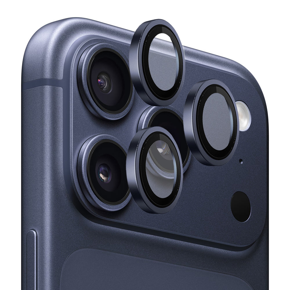 Blueo Metal Frame Rear Camera Protection Film for Apple iPhone 17 Pro Max / 17 Pro, Tempered Glass, Dark Blue