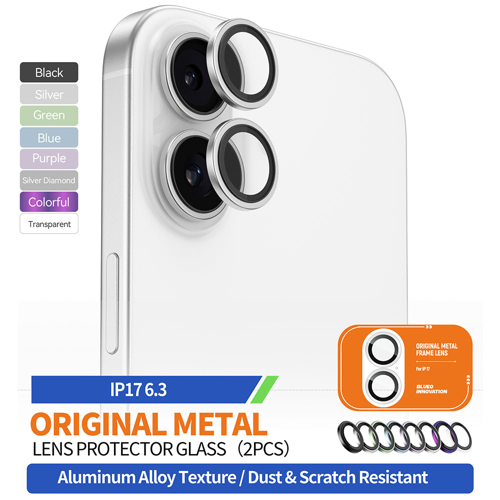 Ochranná fólia Blueo Metal Frame na zadnú kameru pre Apple iPhone 17, Tvrdené sklo, Modrá