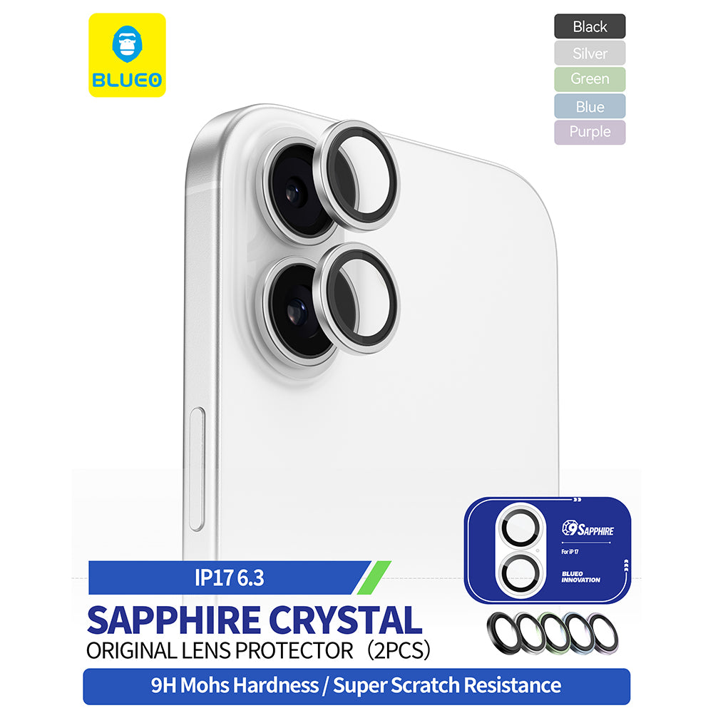 Ochranná fólia Blueo Sapphire Crystal na zadnú kameru pre Apple iPhone 17, Tvrdené sklo, Modrá