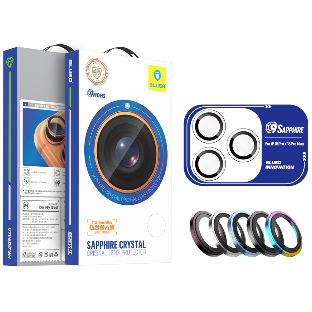 Ochranné sklo na zadný fotoaparát Blueo Sapphire Crystal pre Apple iPhone Duo, tvrdené sklo, strieborné