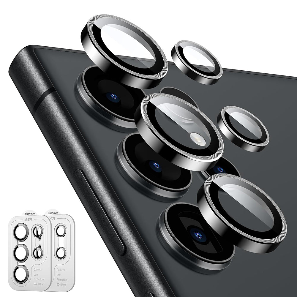 Ochranná fólia ESR na zadnú kameru pre Samsung Galaxy S24 Ultra S928, Tvrdené sklo, Sada 2 kusy, Čierna