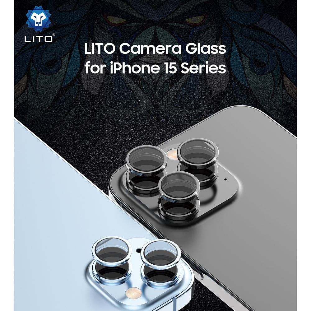 Ochranná fólia na zadnú kameru Lito S+ pre Apple iPhone 15 Pro Max / 15 Pro, tvrdené sklo, metalická sivá