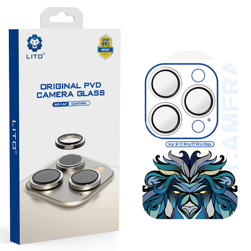 Ochranná fólia Lito Titanium AR na zadnú kameru pre Apple iPhone 17 Pro Max / 17 Pro, Kalené sklo, Strieborná