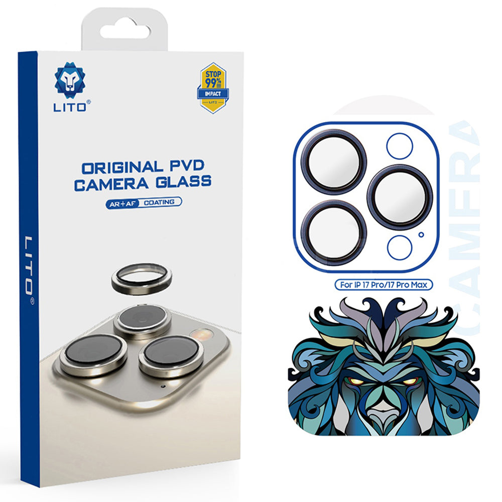 Ochranná fólia na zadnú kameru Lito Titanium AR pre Apple iPhone 17 Pro Max / 17 Pro, Tvrdené sklo, Modrá