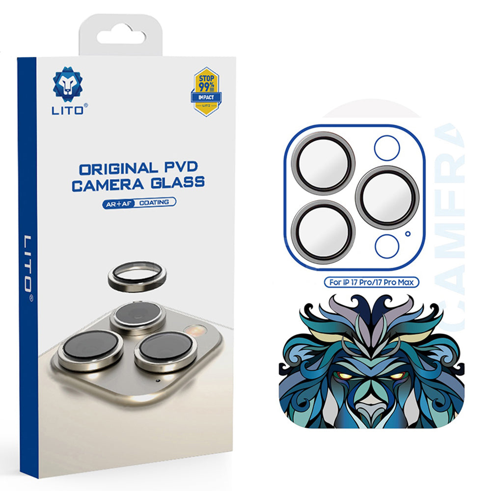 Ochranná fólia Lito Titanium AR na zadnú kameru pre Apple iPhone 17 Pro Max / 17 Pro, Tvrdené sklo, Sivá