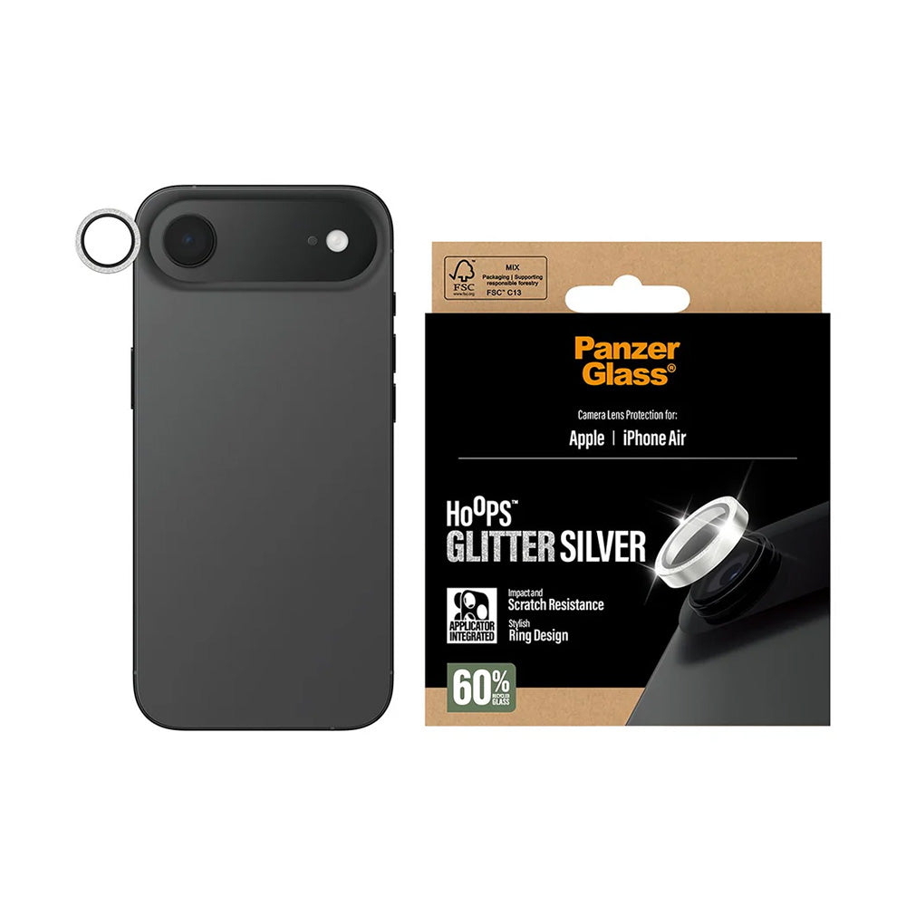 Ochranná fólia PanzerGlass Hoops Glitter na zadnú kameru pre Apple iPhone 17 Air, Kalené sklo, Strieborná