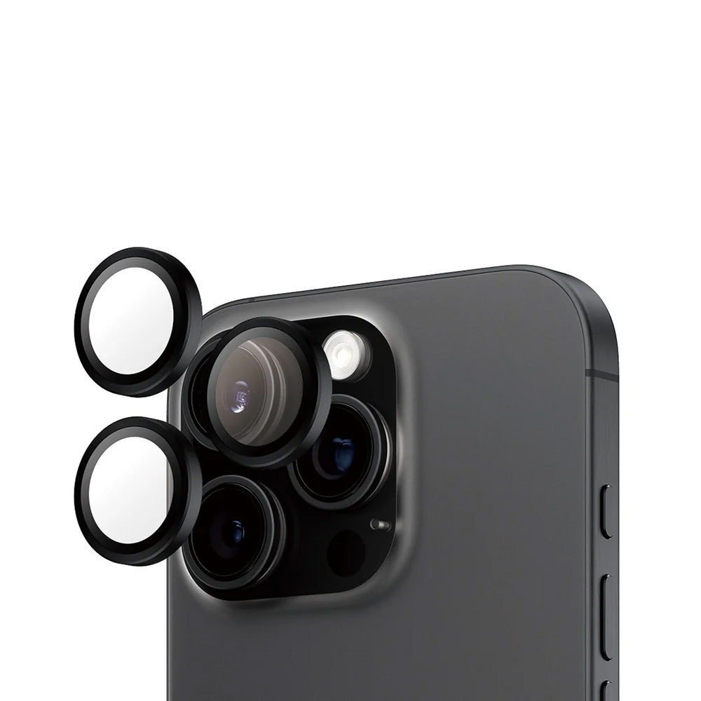 Ochranná fólia PanzerGlass Hoops na zadnú kameru pre Apple iPhone 16 Pro Max / 16 Pro, Tvrdené sklo, Čierna