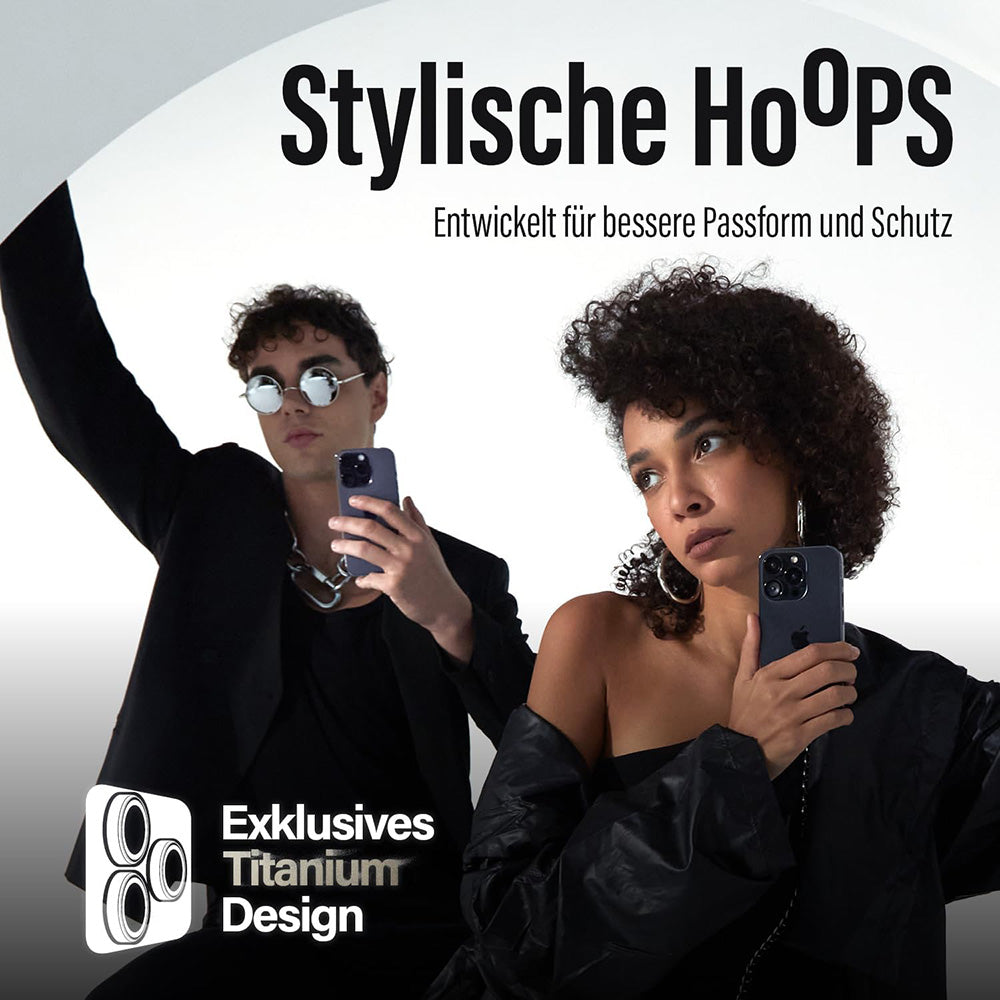 Ochranná fólia PanzerGlass Hoops na zadnú kameru pre Apple iPhone 16 Pro Max / 16 Pro, Tvrdené sklo, Čierna