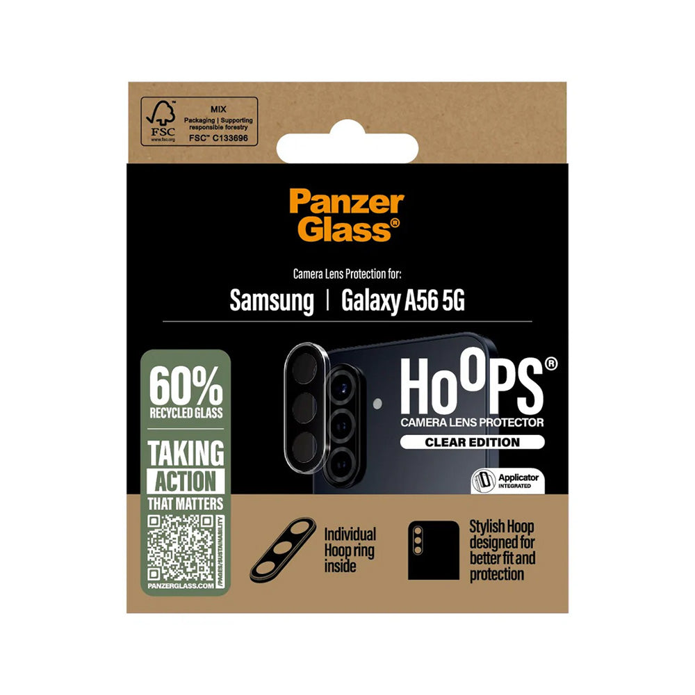 Ochranná fólia PanzerGlass Hoops na zadnú kameru pre Samsung Galaxy A56 A566, Kalené sklo, Priehľadná