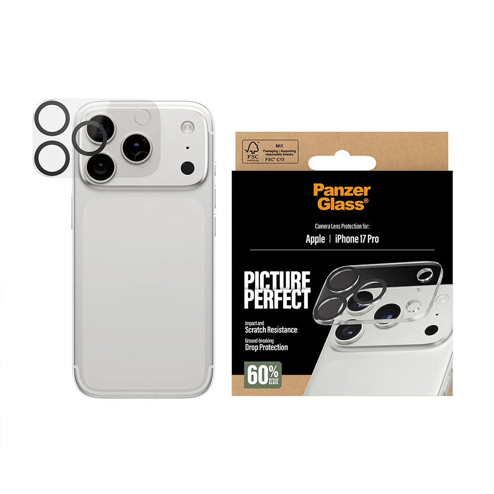 Ochranná fólia na zadnú kameru PanzerGlass PicturePerfect pre Apple iPhone 17 Pro, Kalené sklo, Priehľadné
