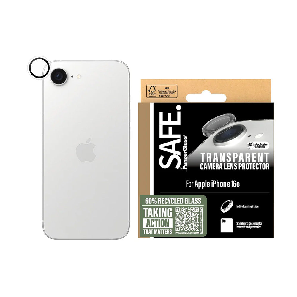 Ochranná fólia PanzerGlass Safe na zadnú kameru pre Apple iPhone 16e, Kalené sklo, Priehľadné
