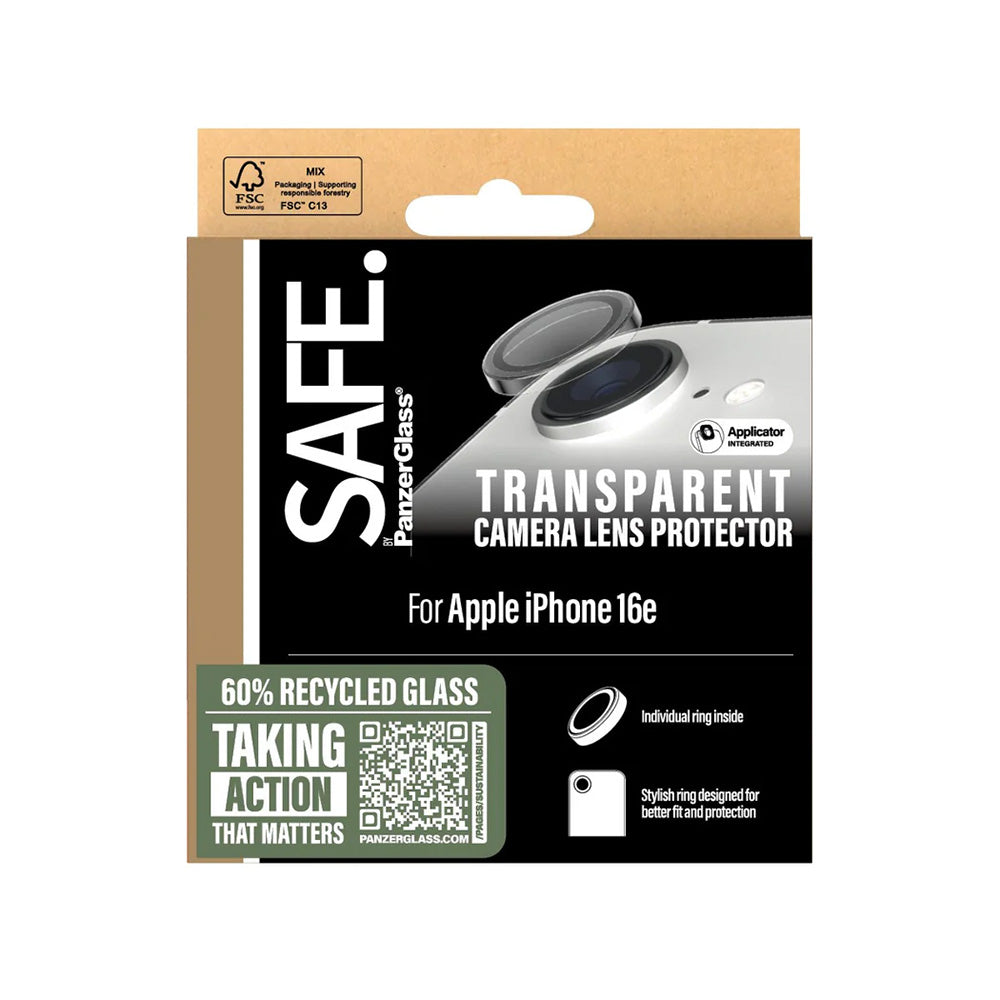 Ochranná fólia PanzerGlass Safe na zadnú kameru pre Apple iPhone 16e, Kalené sklo, Priehľadné