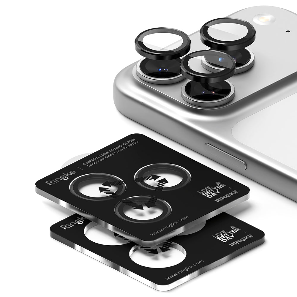 Ochranná fólia Ringke na zadnú kameru pre Apple iPhone 17 Pro Max / 17 Pro, Tvrdené sklo, Čierna