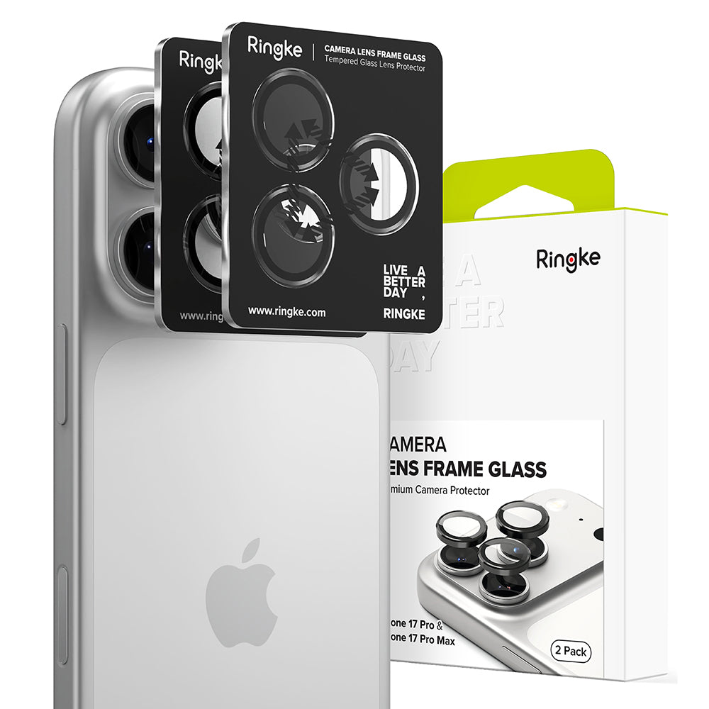 Ochranná fólia Ringke na zadnú kameru pre Apple iPhone 17 Pro Max / 17 Pro, Tvrdené sklo, Čierna