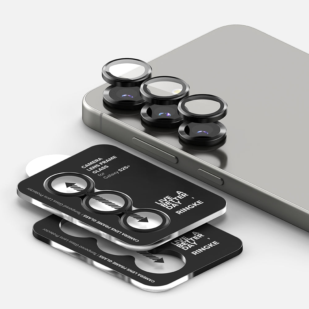 Ochranná fólia Ringke na zadnú kameru pre Samsung Galaxy S25 S931, Tvrdené sklo, Čierna