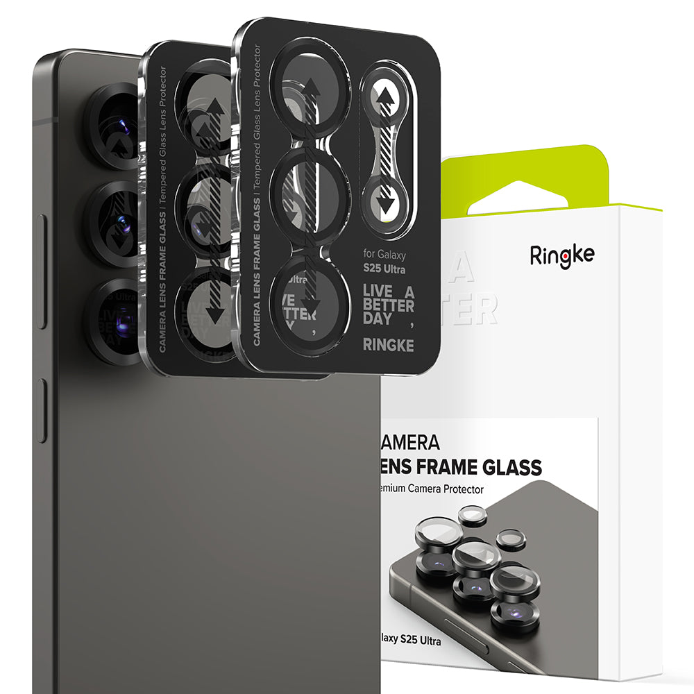 Ochranná fólia Ringke na zadnú kameru pre Samsung Galaxy S25 Ultra S938, Tvrdené sklo, Čierna